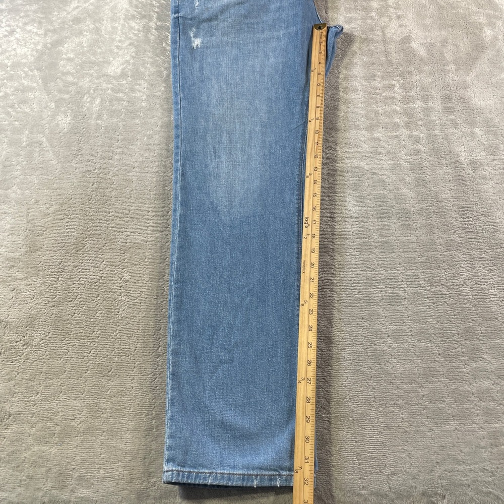 Mott Bow Jeans Slim Mens 38x32 Light Wash Distressed Casual Denim Whiskers - Picture 5 of 10